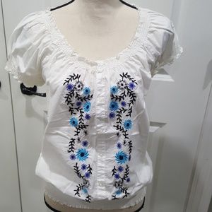 Embroidered peasant top